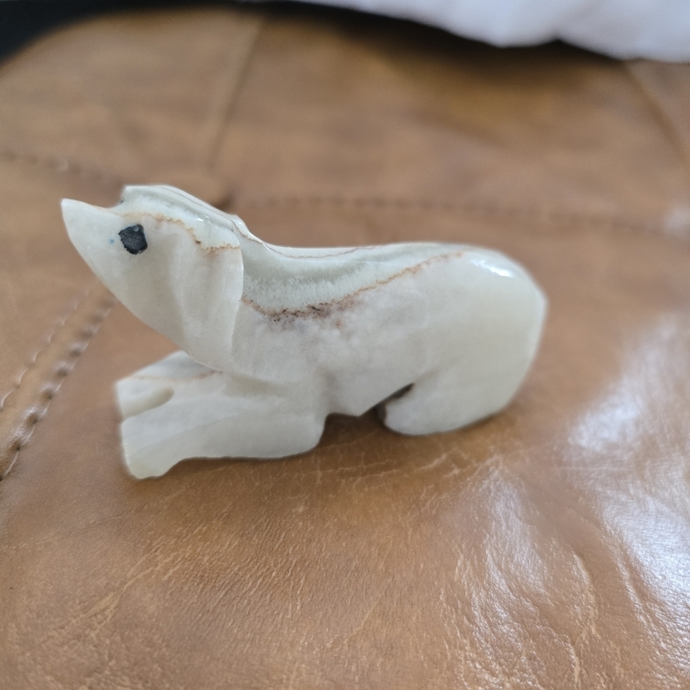 Handcrafted Stone Bear Figurine - Picture 2 of 6